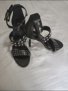 Michael Kors Black Studded Ankle-Strap Heels
